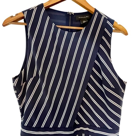 Tahari Womens Sleeveless Striped Jumpsuit Size 6 - Picture 2 of 10